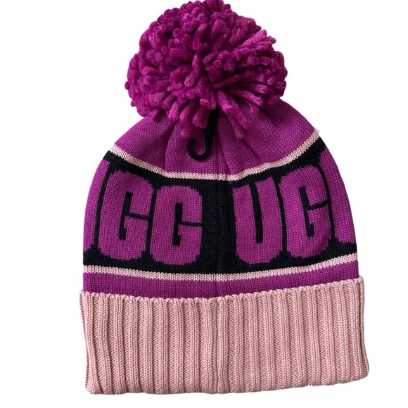 NWT Ugg Knit Logo Stadium Beanie Hat Pink OS - Picture 4 of 5